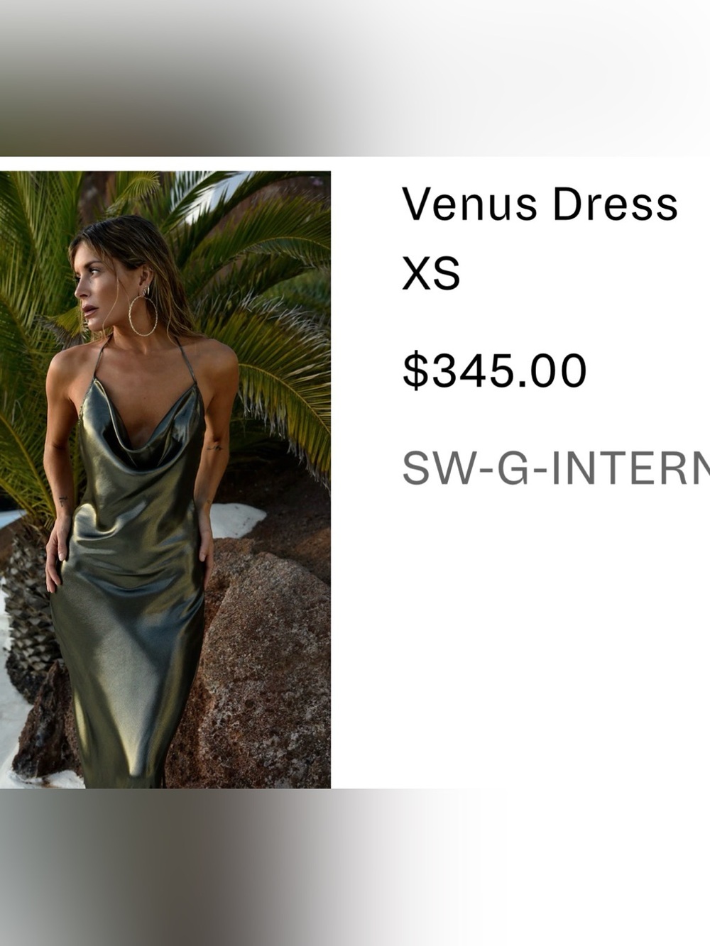 Satin Slip Dress in Olive Green